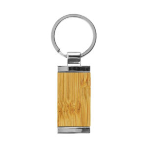 Rectangular Bamboo & Metal Keychains - Image 4