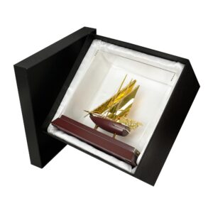 UAE Golden Dhow Memento in Wooden Base and Acrylic Case - Image 4