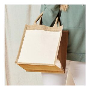 Eco-Friendly Jute Bags with Front Cotton Pocket & Button Closure - Image 5