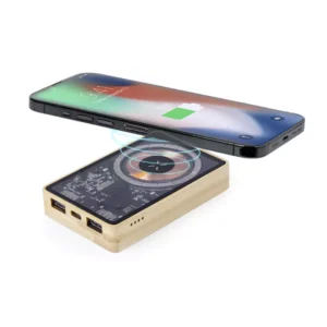Magnetic Fast Wireless Powerbank 15W in Bamboo Casing - Image 4