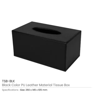 Tissue Box in PU Leather Material Black Color - Image 3