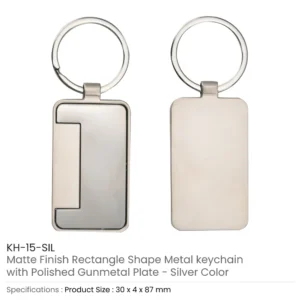 Metal Keychain Rectangle Gun Metal Matte Finish Plate - Image 3