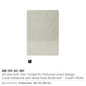 Soft PU Cover Notebooks in A5 Size with Metal Plate Bookmark - Image 11