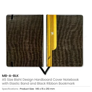 Arabic Bisht Style Notebooks — A5 Hard Cover with Elastic Band, Bookmark & Pen Holder - Image 5