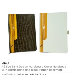 Arabic Bisht Style Notebooks — A5 Hard Cover with Elastic Band, Bookmark & Pen Holder - Image 3