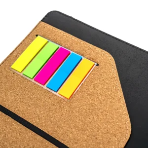 Cork Cover Folder B5 Size with Notepad, Pen and Sticky Notes - Image 4