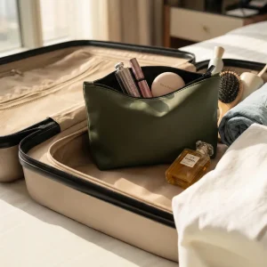 Cosmetic Pouch with Zipper in Soft PU Material - Image 3