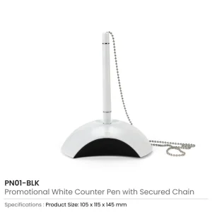 Counter Pen with Base Holder and Secured Chain – Blue Ink - Image 12