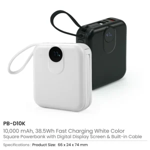 Fast Charging Digital Powerbank 38.5Wh with Built-in Type-C and Lightning Cable, 10000 mAh - Image 9