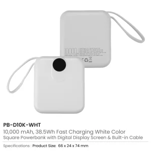 Fast Charging Digital Powerbank 38.5Wh with Built-in Type-C and Lightning Cable, 10000 mAh - Image 11