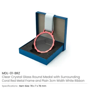 Glass Medals with Metal Frame and 3cm White Ribbon - Image 4