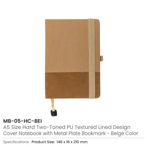 Hard Cover PU Notebooks in A5 Size with Metal Plate Bookmark - Image 12