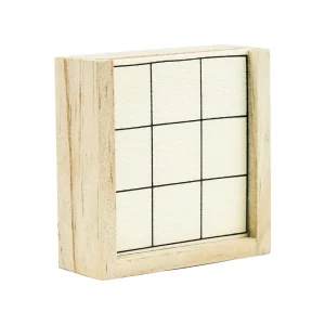 Tic-Tac-Toe Wooden Board Game with Slide Storage Box – 9 Wooden Cubes - Image 6